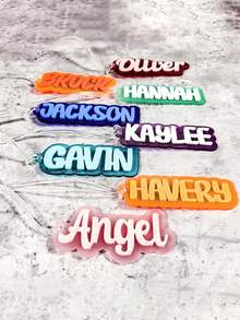 Personalized Acrylic Name Keychain: Customized Backpack Pendant For Kids - Multicolor - View 4