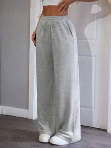 1pc Teen GirlGirl's Casual Comfortable Personalized American Style Fleece Pants, Autumn/Winter