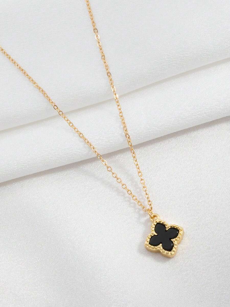 1件时尚、优雅、简约、精致、奢华的四叶草吊坠项链，独特百搭，适合日常佩戴 - 均碼 - 查看 1