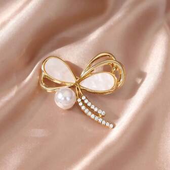 1 pieza Broche decorativo elegante y lujoso con flor de strass y hoja en forma de lazo, adecuado para que las damas lo usen a diario y como regalo