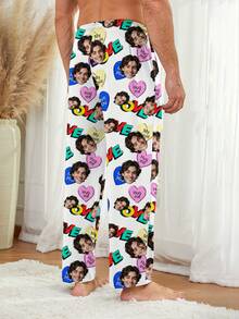Customized Photo/ Print Men's Pajama Pants, Personalized All-Over Print Couple/Family Funny Holiday Gift - Multicolor - View 2
