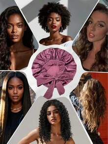 Silk Fabric Sleeping Cap, Adjustable Drawstring, Suitable For Women With Natural Curly Hair Hair Sleep Cap Sleep Bonnet - Multicolor (1pc) - View 11