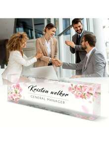 个性化办公桌铭牌 - 定制员工感谢礼品 - 亚克力办公桌铭牌 - 办公桌装饰礼品 - 送给老板、员工、教师、护士、经理的办公礼品（粉色兰花），完美的感谢礼品，个性化返校装饰，学习用品，送给教师，送给男孩女孩，送给青少年，初中生，高中生，大学生，大一新生，大二学生，低年级学生，度假氛围，办公室装饰