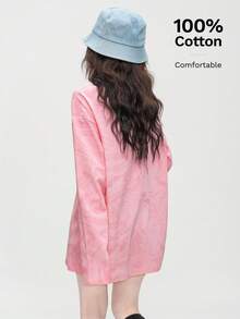 Women's New Year Versatile Loose Long Sleeve T-Shirt, Ink Painting Print Round Neck Top - 0A33 Light Pink - View 9