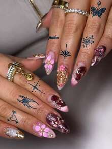 Semi Permanent Tattoo Stickers, Simple Mini Finger Style, Butterfly, Bee, Swallow, Star, Moon, Flower And Grass Patterns, Natural Plant Ingredients, Temporary Fake Tattoos Suitable For Finger, Ear, Shoulder, Neck, Collarbone DIY, Daily Party, Holiday Gift, Body Decoration, 1-2 Weeks, Non Fading, Non Reflective, Waterproof, Realistic Tattoo Stickers