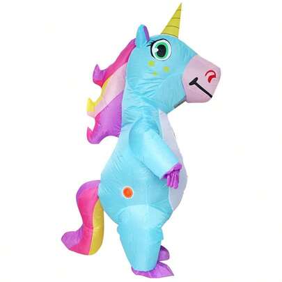 1pc Colorful Inflatable Unicorn Costume, Suitable For 1.5-2m Height, Funny Costume For Christmas, Halloween, Party