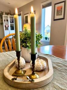 1个实木糕点托盘，带把手的木制茶盘，家居装饰圆形托盘，适用于客厅装饰、咖啡桌装饰、餐桌装饰或农舍风格餐桌。