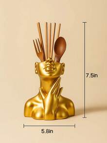 Giá đựng dao nĩa mạ vàng sang trọng, thiết kế điêu khắc nghệ thuật, có thể chứa thìa, dĩa và các dụng cụ nhà bếp khác, trang trí nhà cửa hiện đại, phụ kiện để bàn, món quà tân gia độc đáo hoặc quà tặng cho người thân yêu. - Nhiều màu - Xem 6