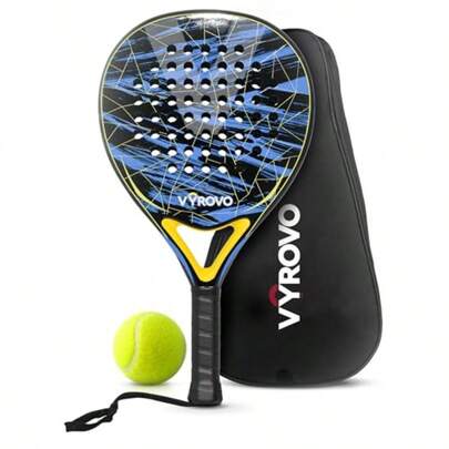 Carbon Halo EVA Soft Core Round Shape Padel Racket 38MM Featuring A Carbon Fiber Perfect Baland For Comfort And Power Head Precision For Starters And Intermediate Players (Yellow)