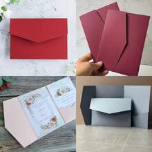 25 Pieces Tri-Fold Pocket Wedding Invitation Cover, For Weddings, Engagements, Birthdays, Baptism Envelopes, 5.0X7.0 Inches, Event Stationery | Minimalist Design | Smooth Texture, Suitable For New Year's, Valentine's Day, Party Events - Dark Green - View 10