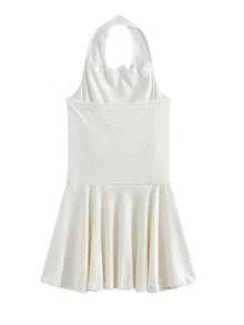 黑色性感蕾丝仿两件套吊带裙，女式露肩款式 - 白色 - 查看 5