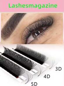 12排D卷翘YY/3D/4D/5D W/动漫睫毛形状单根嫁接睫毛，自然/柔软/黑色/轻盈DlyY睫毛，自然长款簇状睫毛，适用于美睫师、沙龙使用 - D - 查看 7