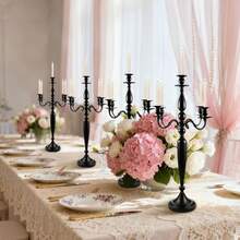 Vincidern Juego de 4 Candelabros Negros de 5 Brazos, Candelabro de Metal de 28.54 Pulgadas - Candelabro negro - Ver 12