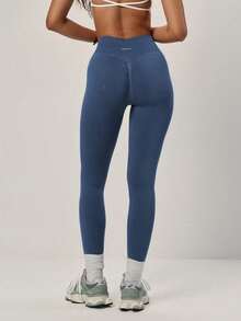 PinkTip 1 szt. Damskie, jednokolorowe, elastyczne legginsy sportowe do jazdy na rowerze, ściągające w pasie, wyszczuplające, wygodne, odpowiednie do pieszych wędrówek na świeżym powietrzu, jogi, fitnessu i biegania. - Królewski Niebieski - Zobacz 5