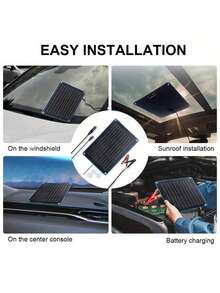 12V太阳能汽车电池涓流充电器，10W便携式太阳能涓流充电器维护器，带点烟器插头和鳄鱼夹，适用于汽车、卡车、船、割草机、房车、拖车、拖拉机等。高效节能。