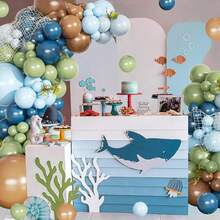 CROSSFINGERS Fishing-Themed Turquoise Balloon Arch Decoration Set, 149 Light Blue, Brown, And Gray Balloons In Various Sizes, Perfect For Fishing-Themed Birthday Parties, Baptism Parties, Babyshowers, And Other Party Decorations. - Multicolor - View 4