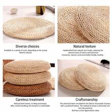 Natural Corn Husk Woven Meditation Mat --40x40cm Floor Cushion For Yoga And Fitness, Hand-Braided Straw Mat For Relaxation, Yoga And Home Decor. - Champagne - View 7