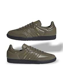 Adidas SAMBA OG W 女款运动鞋 透气吸汗 多功能 弹性好 纯色 Logo 易洗 运动户外 日常上学 橄榄绿 JR8869 - 橄欖綠色 - 查看 2