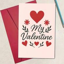 1 pieza Tarjeta de felicitación romántica de San Valentín con corazones rojos y diseño floral, perfecta para que las parejas expresen su amor en el Día de San Valentín o aniversarios. Regalo ideal para novio/novia. Sobre + Tarjeta - Multicolor - Ver 10