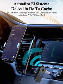 Receptor/transmisor de audio inalámbrico estéreo Hifi Bluetooth 5.4 2 en 1 con adaptador auxiliar de 3.5 mm,  manos libres para coche, avión, TV, PC, altavoces - Negro - Ver 4