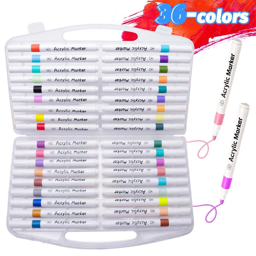 36 Marcadores Acrílicos de Color Herramientas de Pintura de Larga Duración Herramientas de Color Suministros de Regreso a la Escuela - 36 colores/juego - Ver 1