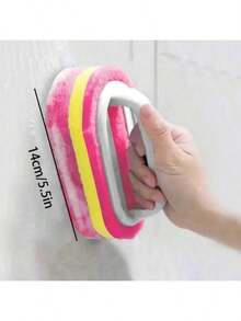 1/3 Pcs Multi-Purpose Cleaning Brush With Handle, Suitable For Bathroom, Bathtub And Tile Cleaning, Also Can Be Used As Dish Sponge Brush And Pot Brush, Durable And Strong Decontamination, Ideal Cleaning Tool - Pink - View 4