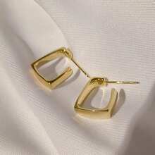Minimalist Geometric Hoop Earrings For Elegant Women, French Style, Vintage Fashion Jewelry - 彩色 - 查看 7