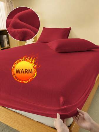 1 st dra-på-lakan, sängkläder, madrasskydd, överkast, mysig hemtextil, mjukt och bekvämt madrassöverdrag, enfärgat lakan, endast lakan, djup ficka, utan örngott, maskintvättbar, sänggåvor, passar för två king size-sängar, maskintvättbar, höstdekor, vinterdekor, röd