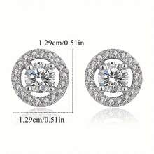 Exquisite  Round Diamond Stud Earrings Fashion Cross-Border European And American Women's New  Earrings Jewelry - 金色 - 查看 5