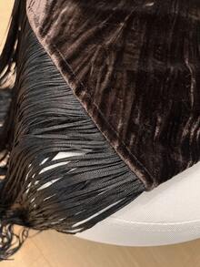 GMFP 女士优雅无袖黑色天鹅绒流苏中长连衣裙，时尚百搭，适合派对、音乐节、婚礼季等场合。 - 棕色 - 查看 9