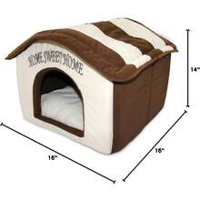 Best Pet Supplies Dog House Bed Crate Mat Tent Indoor Round Soft Plush For Small, Medium, And Large Breeds - Beige W/Brown Stripes, 16 X 16 X 14" - Booster (Nâu) - Xem 7
