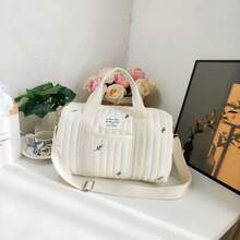 2026 New Rainbow Large Capacity Teddy Bear & Olive Embroidery Maternity Bag, Lightweight Tote Diaper Bag