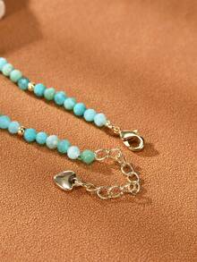 1pc 18K Gold Plated Natural Amazonite Faceted Bead Women Bracelet - Amazonite - View 3