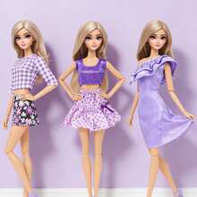 8 Sets Fashionable Purple Doll Outfits, Mix-And-Match Styles For Casual, Prom, Dance Party, Office, Cute Doll Clothes For 11.5-Inch/30cm Dolls Girl Dress-Up Daily Play Set For Pretend Play Christmas Gift (Doll Not Included) - Multicolor - View 2