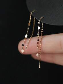 Nooxian 2件套极简金色麦穗亮片流苏耳环配饰，女士款 - 金黃色 - 查看 3