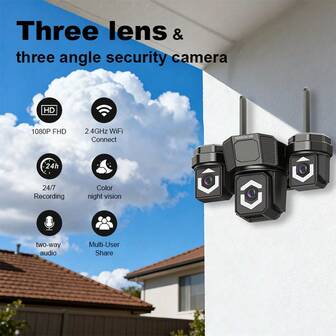 Das SZSINOCAM Triple Independent Channel Security Camera System unterstützt 1080P HD-Auflösung, Bewegungserkennung, Vollfarb-Nachtsicht, Zwei-Wege-Gegensprechanlage, WLAN-Konnektivität und ist ein vielseitiges Überwachungssystem für den Innen- und Außenbereich mit Fernzugriffsfunktionen.