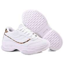 Women's Casual Sneakers, Blogger Style, Platform Shoes, White, Black, Beige, Comfortable, Chunky, Lightweight, New Release, Top Quality, Original Fashion, White Sneakers - 白色捷豹 - 查看 2