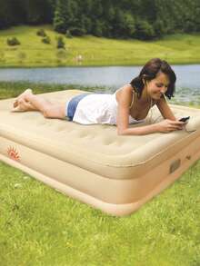 Queen Size Inflatable Mattress New Hawaii Up To 300KG With Automatic Lithium USB-C Inflator + Pillows + Repair Kit For Travel, Camping And Home - 杏色 - 查看 10