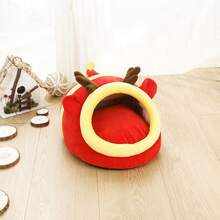 棕色仓鼠冬季保暖吊床，可爱熊屋带床垫，小型动物笼具配件，适用于仓鼠、豚鼠、兔子、刺猬、石龙子等，冬季筑巢大藏身处 - 彩色 - 查看 8