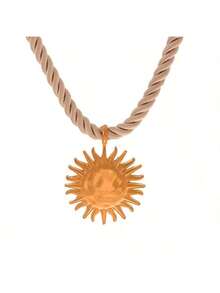 1pc Bohemian Style Creative Fashion Luxury Classic Minimalist Charming High-Quality Alloy Sun Pendant Braided Twisted Thick Necklace, Exquisite Jewelry Gift For Women, Couples, Sisters, Graduation/Prom, Suitable For Valentine's Day, Daily, Dating, Holiday, Wedding Season, Commuting, Halloween, Christmas, Birthday Party, Festival Wear, Red Jewelry, Affordable Item - A1 Sun Pendant - View 18