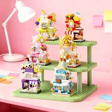 6件套双层街景积木套装，高品质微粒拼装，包含6个独特的迷你双层街景，ABS材质，是收藏、送礼和打造专属微缩小镇的理想之选。