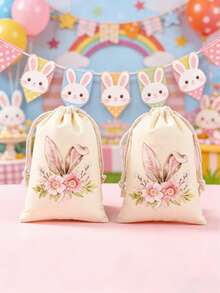 6pcs Spring Easter Gift Bag With Easter Rabbit Design, Easter Gift Packaging Supplies, Easter Packaging Bags, Easter Bag, Easter Small Gift Fillers, Easter Decoration For Home, Spring Decoration, Easter Room Decoration, Easter Accessories, Easter Ornament, Easter Candy Bag, Kitchen Packaging Supplies, Suitable For Packaging Small Gifts Such As Pendants, Necklaces, Keys, Lipstick, Watches, Candy, Etc - Easter - View 3
