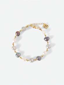 Opalesca 1 chiếc vòng tay ngọc trai tự nhiên mạ vàng 18K, quà tặng cho phụ nữ vào Ngày của Mẹ, Ngày lễ tình nhân, Sinh nhật, Đính hôn, Đám cưới, Cô dâu - Nhiều màu - Xem 2