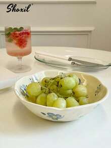 shoxil 1pc Flower Ceramic Bowl Salad Bowl Yogurt Breakfast Bowl Fruit Bowl Dinner Bowl Hand-Painted Flower Bowl - Bowl - View 3