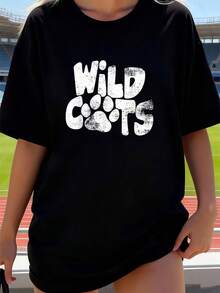 Camiseta de espíritu de equipo de fan de deportes de la escuela de fútbol Wildcats, camisetas gráficas, tops cortos para mujeres, atuendos de verano para mujeres, tops de verano YUGH - Negro - Ver 7