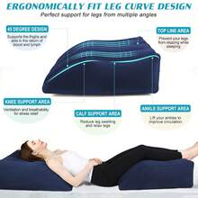 2PCS Portable Wedge Pillow Inflatable Leg Pillow-45 Degree Wedge Leg Bolster Pillow Use In Bed, Travel, Camping ,Inflatable Wedge Pillows For Sleeping Reduce Swelling Support For Circulation - 藏蓝色 - 查看 3
