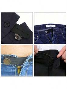 2pcs Elastic Adjustable Waist Extender - Easy To Use Button Design, Effortlessly Expand Waistband - Instantly Solves Tight Clothing Issues - Comfortable & Invisible - Suitable For Men, Women, Maternity - Durable Stretchy Material