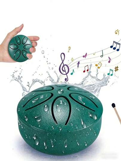 1pc 6-Note Hollow Mini Drum, Steel Spring Drum, Carbon Steel Hand Drum, Rain Drum, Percussion Instrument, Suitable For Beginners, Drum Toy, Outdoor Rain Drum Instrument, Camping, Meditation Or Yoga, Music
