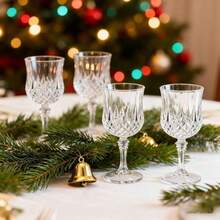 48 Pcs White Unbreakable Plastic Wine Glasses Set-7oz Vintage Champagne Flute Stemware Reusable Party Cups, Camping Drinkware, Wedding, Celebrations, Birthdays, Bridal, Retro Bar, Picnics, Family Gatherings, Table Decoration Christmas New Year Gift - White - View 6