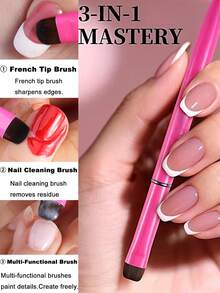 4/2/1 Pcs French Manicure Brush Set, 3-In-1 Nail Brush For Gel And Acrylic Nails - Nylon Bristles, Precise Cleaning And Nail Polish Application, Salon Manicure Accessories, Nail Art Tools - Multicolor - View 6